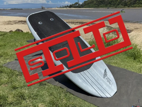 Lift Foils 6′2″ Explorer eFoil board in Brushed White finish, marked as SOLD on eFoilgc Marketplace.